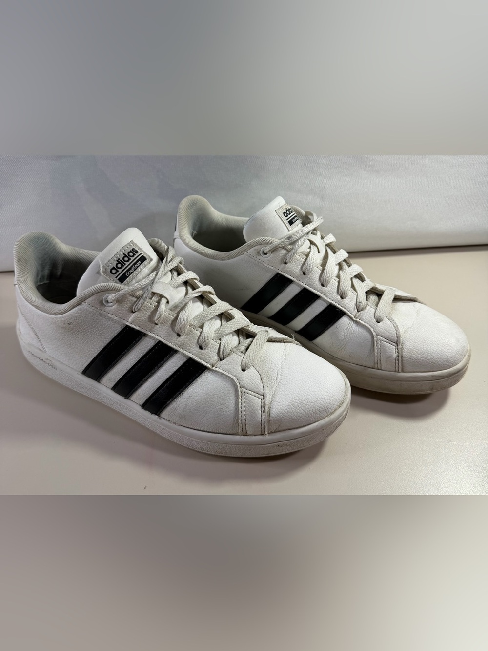 adidas White Sneakers with Black Stripes